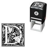 Letter D art nouveau black and white Tegel Zelfinktende Stempel (In situ)