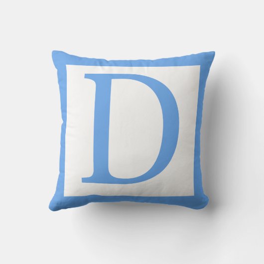 Letter D Baby Blue Border Kussen (Achterkant)