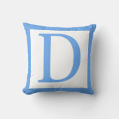 Letter D Baby Blue Border Kussen (Voorkant)