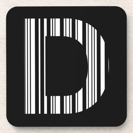 LETTER D BAR CODE Eerste Initiaal Barcodepatroon Drankjes Onderzetter (Voorkant)
