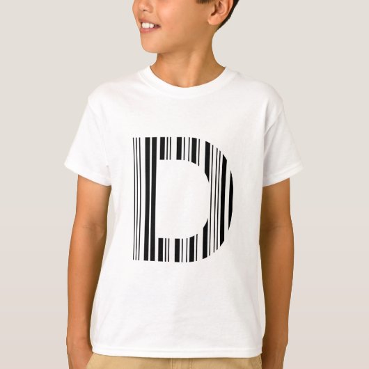 LETTER D BAR CODE Eerste Initiaal Barcodepatroon T-shirt (Voorkant)