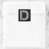 LETTER D BAR CODE Eerste Initiaal Barcodepatroon Vierkante Sticker (Tas)