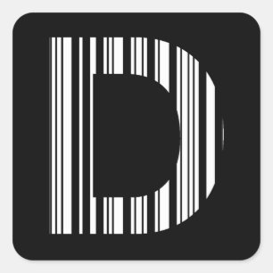 LETTER D BAR CODE Eerste Initiaal Barcodepatroon Vierkante Sticker
