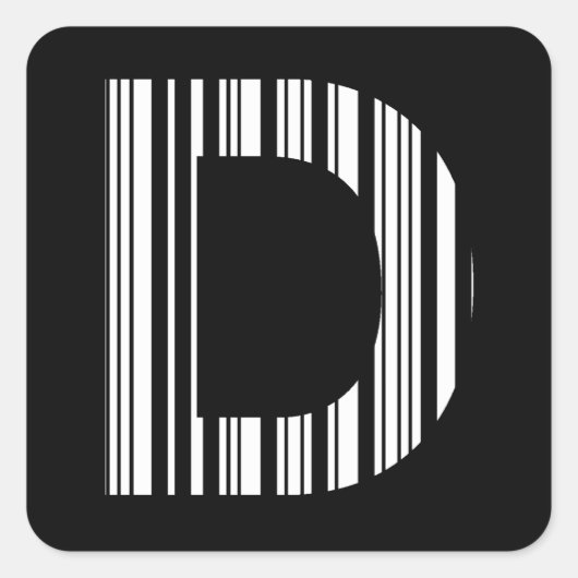 LETTER D BAR CODE Eerste Initiaal Barcodepatroon Vierkante Sticker (Voorkant)