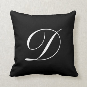 Letter D Black Monogram Pillow Kussen