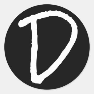 Letter D Black Rock Salt Alphabet van Janz Ronde Sticker