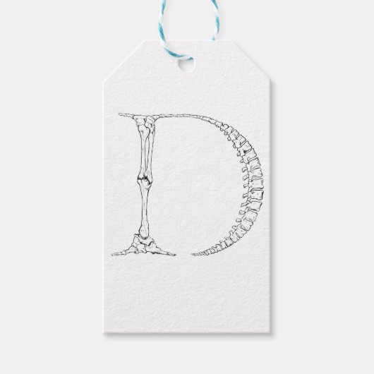 Letter D Bone Initiaal Cadeaulabel (Voorkant)