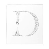 Letter D Bone Initiaal Notitieblok (Voorkant)