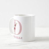 Letter D bordeauxroze bloemen Koffiemok (Voorkant links)