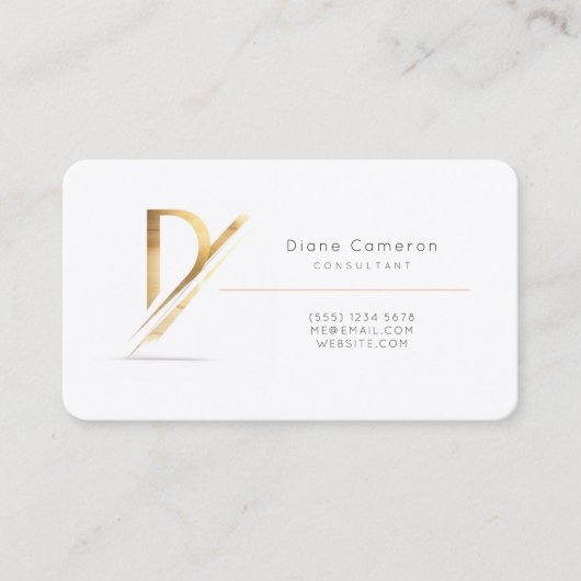 Letter D Calligrafie Gold/Black Gradient Monogram Visitekaartje (Voorkant)