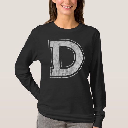 Letter D Capital Alphabet Monogram Initiaal T-shirt (Voorkant)