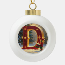 Letter D Christmas Drummer Personalized Initial Keramische Bal Ornament