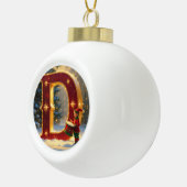 Letter D Christmas Drummer Personalized Initial Keramische Bal Ornament (Rechts)