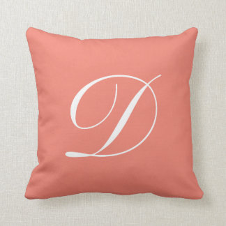 Letter D Coral Monogram Pillow Kussen