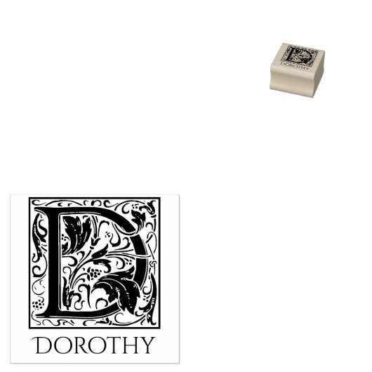 Letter D  Eerste letter met naam Rubberstempel (Gestempeld)