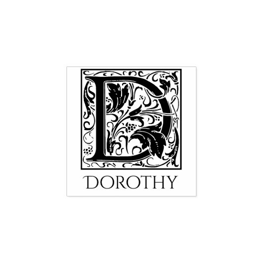 Letter D Eerste letter met naam Rubberstempel (Afrduk)