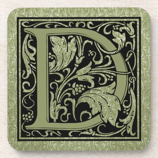 Letter D Eerste Letter Monogram Bier Onderzetter (Voorkant)