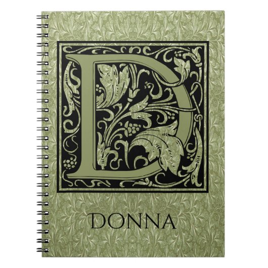 Letter D Eerste Letter Monogram Notitieboek (Voorkant)