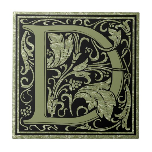 Letter D Eerste Letter Monogram Tegeltje (Voorkant)