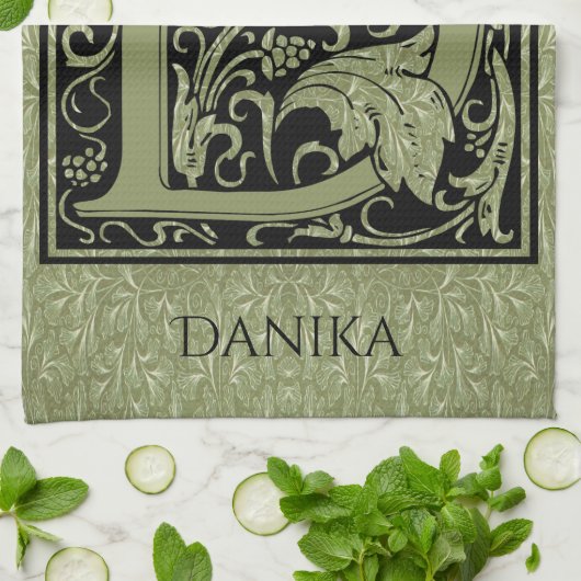 Letter D Eerste Letter Monogram Theedoek (Gevouwen)