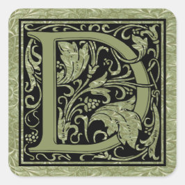 Letter D Eerste Letter Monogram Vierkante Sticker