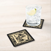 Letter D  eerste letter Sepia over zwart Kartonnen Onderzetters (Insitu)