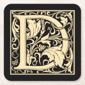 Letter D  eerste letter Sepia over zwart Kartonnen Onderzetters (Voorkant)