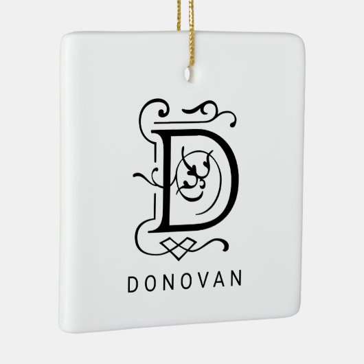 Letter D Elegant Monogram Kerst Ornament (Rechts)