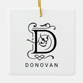 Letter D Elegant Monogram Kerst Ornament