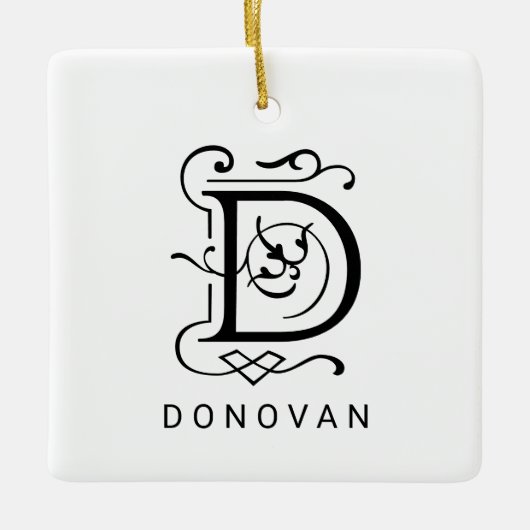 Letter D Elegant Monogram Kerst Ornament (Voorkant)