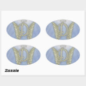 Letter D Engel Monogram Ovale Sticker (Vel)