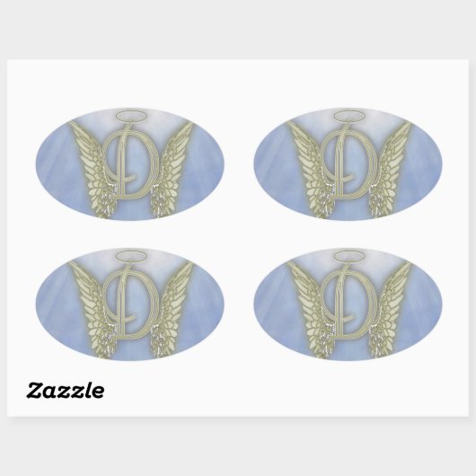 Letter D Engel Monogram Ovale Sticker (Vel)