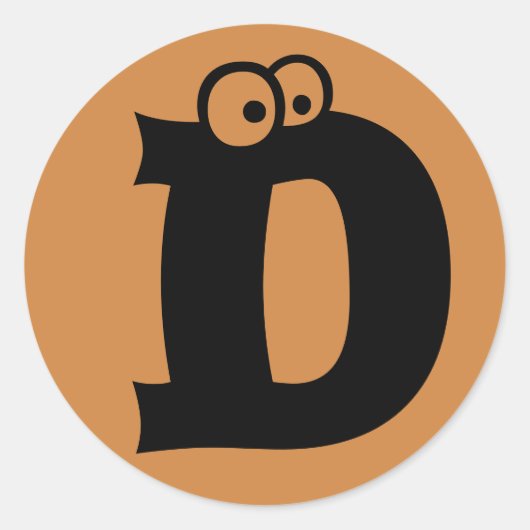 Letter D Eyeball Alphabet van Janz Peru Gold Ronde Sticker (Voorkant)