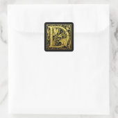 Letter D First Letter Faux Gold Black Vierkante Sticker (Tas)