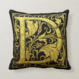 Letter D First Letter Faux Gold en Black Kussen