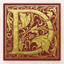 Letter D First Letter Faux Gold Red Glazen Onderzetter