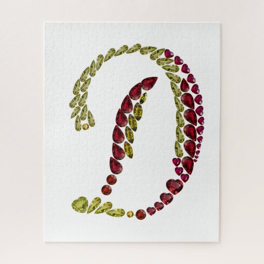 Letter D gemaakt met de naam Gemstenen Puzzle Legpuzzel (Verticaal)