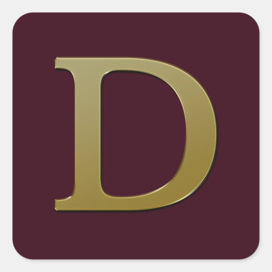 Letter D Gold Square Sticker (Voorkant)