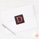 Letter D Gold Square Sticker (Envelop)