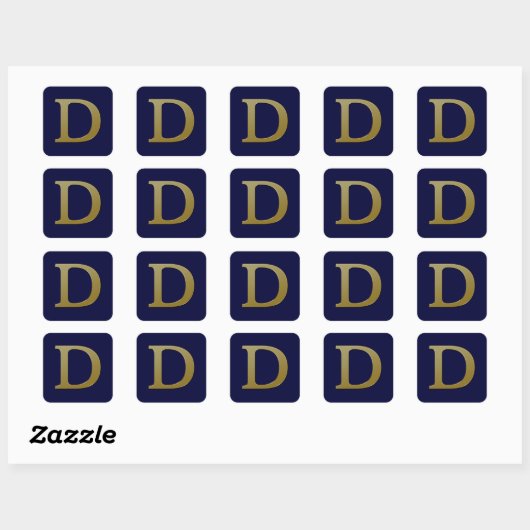 Letter D Gold Square Sticker (Vel)