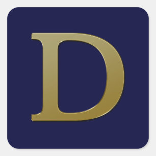 Letter D Gold Square Sticker