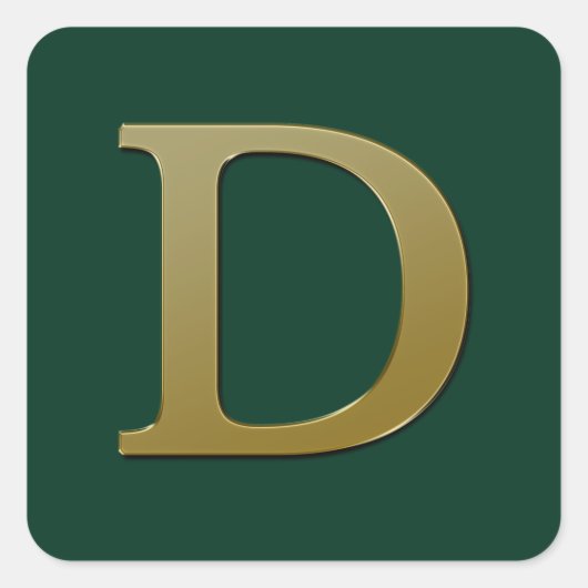 Letter D Gold Square Sticker (Voorkant)
