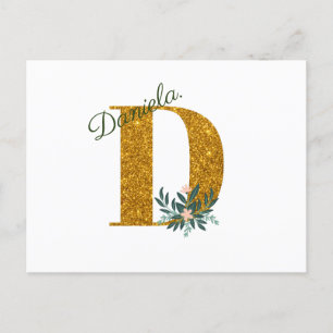 Letter D Golden monogram Briefkaart
