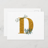 Letter D Golden monogram  Briefkaart (Voorkant / Achterkant)