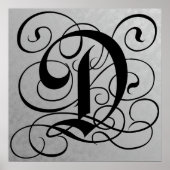Letter D, Gothic Monogram Black Poster (Voorkant)