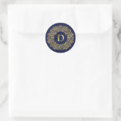 Letter D gouden Damaskpatroon Ronde Sticker (Tas)