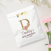 Letter D Gouden Monogram Roze Rozen Bedankzakje (Gezegeld)