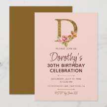 Letter D Gouden Monogram Roze Rozen