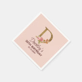 Letter D Gouden Monogram Roze Rozen Servet (Hoek)