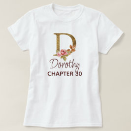 Letter D Gouden Monogram Roze Rozen Verjaardag T-shirt